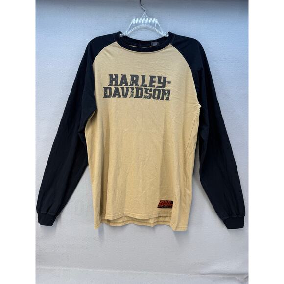 Harley-Davidson Other - Harley Davidson T-shirt Men's L Black Gold Motorcycle Shirt Raglan Sleeve